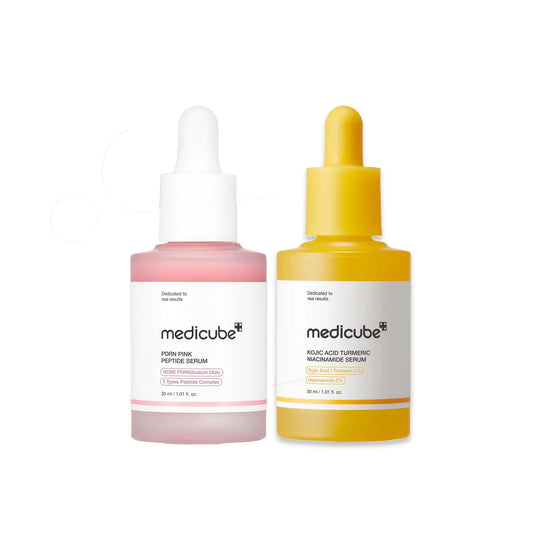 medicube Viral Serum Duo for Clear and Plump Skin: Kojic Acid Turmeric and PDRN Rose Pink Serum for Radiant Glow and Uneven Skin Tone & Texture Care | Giftable Skincare Set