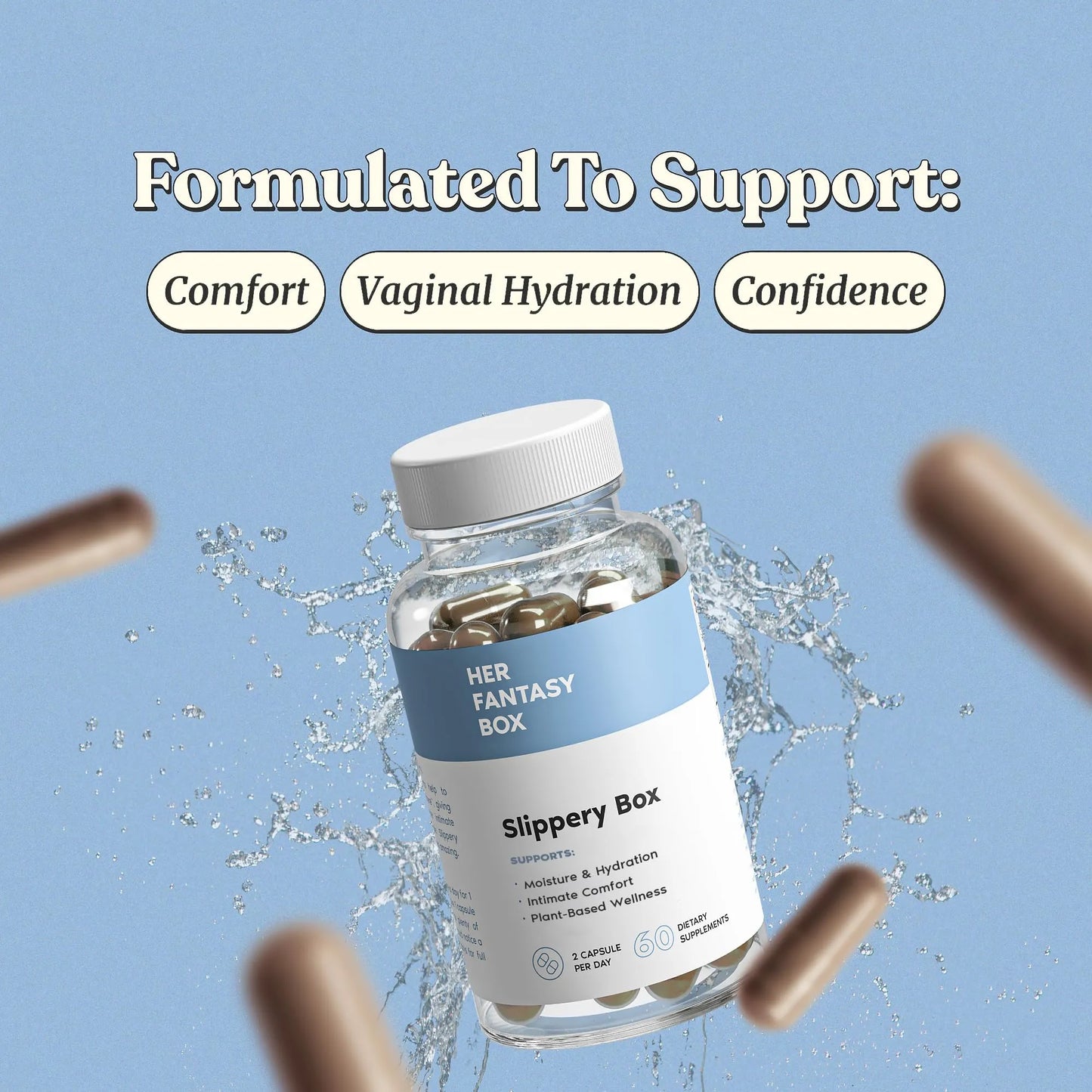 Her Fantasy Box | Slippery Box | Slippery Elm Bark Vaginal Moisturizer Capsule - 3 Pack