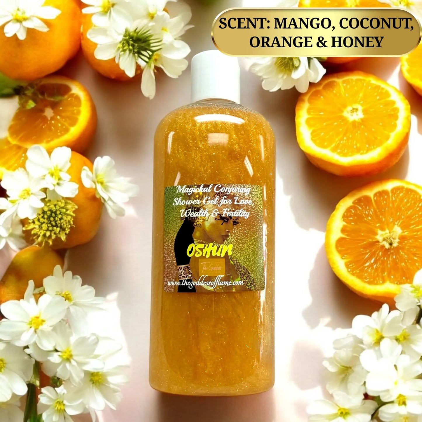 Oshun Shower Gel – Spiritual Cleansing Body Wash for Ritual Baths & Witchcraft Supplies – Goddess-Inspired Shower Gel for Wicca, Santeria, Pagan & Metaphysical Self Care - 8oz