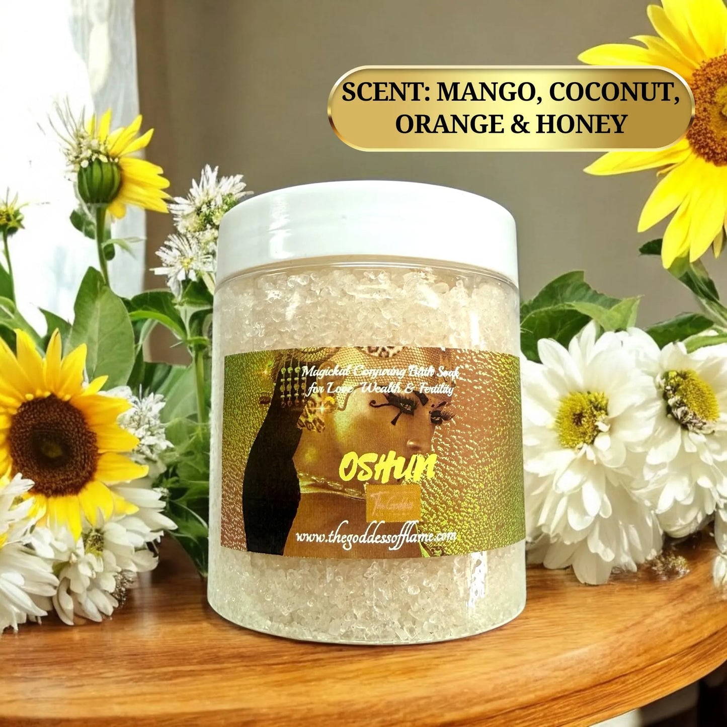 Oshun Bath Salts – Spiritual Cleansing Ritual Bath Soak – Goddess of Love & Abundance Inspired – Witchcraft, Wiccan, Pagan & Metaphysical Bath Supplies 12oz