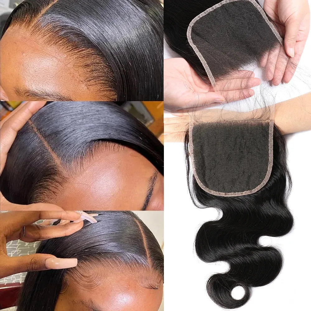 Catwo Body Wave Human Hair Bundles With Hd Closure 5X5 Transparent Lace Closure With Bundles Peruvian 30 Inch Hair Extensions