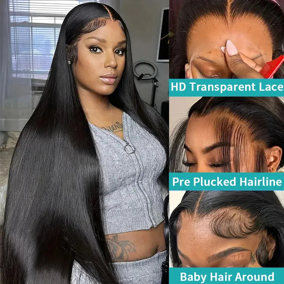 High Density Bone Straight Human Hair Hd Lace Frontal Wigs 30 Inch 13x6 100% Brazilian Choice For Women Cheap On Sale Clearance