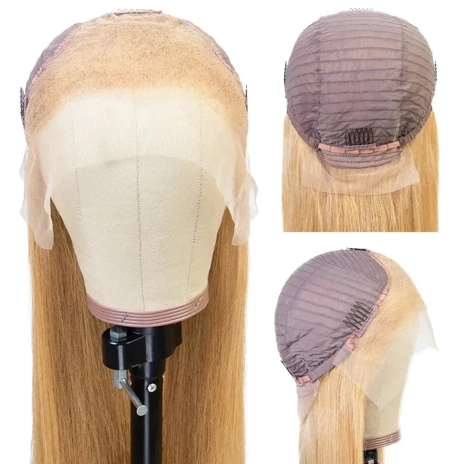 #27 Honey Blonde Lace Front Wigs 13x4 HD Lace Front Human Hair Wigs For Women Pre pucked Bone Straight Human Hair Lace Front Wig