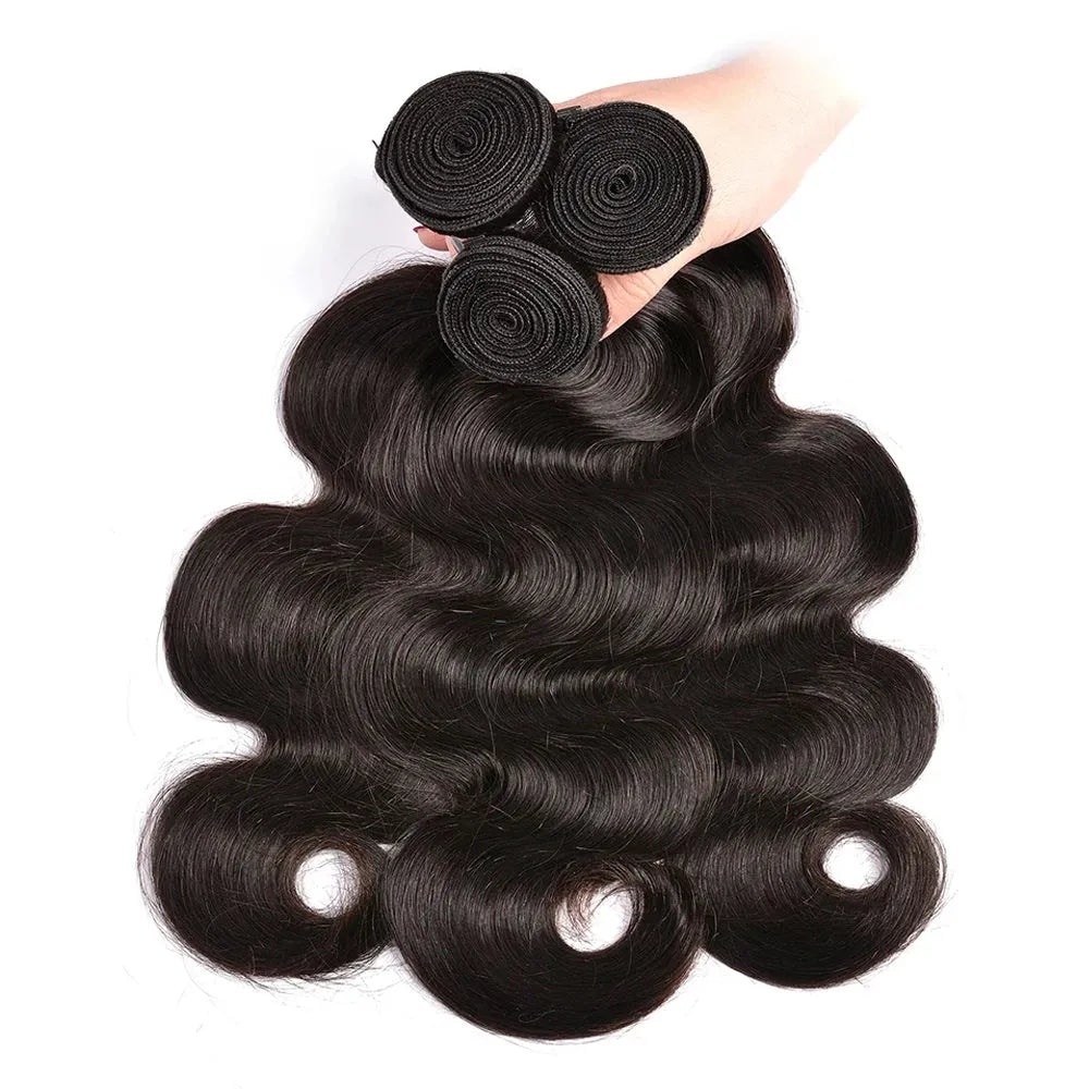 Catwo Body Wave Human Hair Bundles With Hd Closure 5X5 Transparent Lace Closure With Bundles Peruvian 30 Inch Hair Extensions
