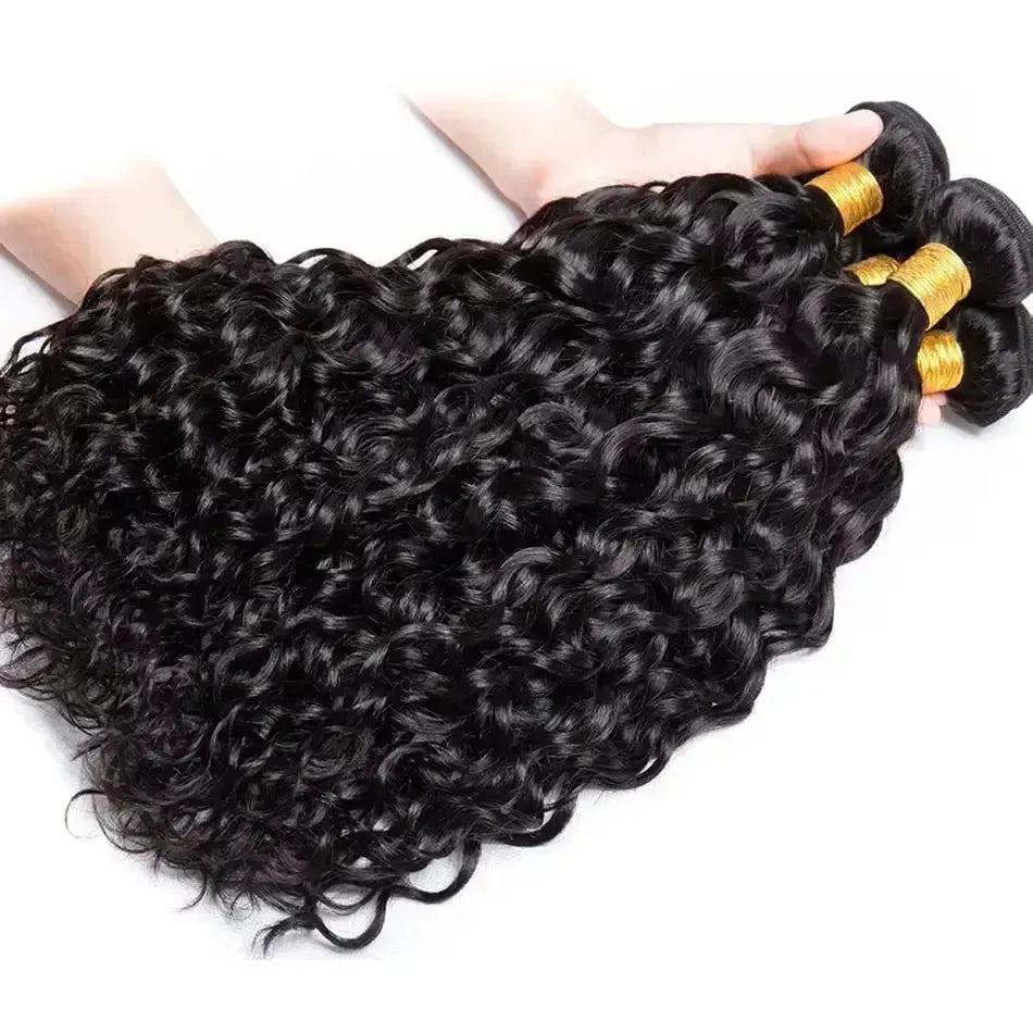 Water Wave Bundles 12A Brazilian Human Hair Weave 1/3/4PCS Deep Kinky Curly Hair 100g/pc Cheap Virgin Hair Extensions Natural - Godiva Oya Bey