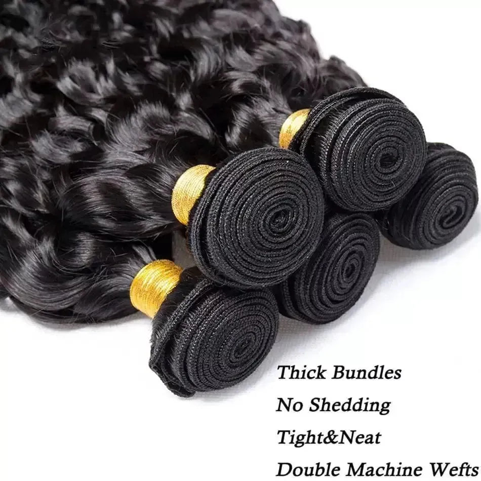 Water Wave Bundles 12A Brazilian Human Hair Weave 1/3/4PCS Deep Kinky Curly Hair 100g/pc Cheap Virgin Hair Extensions Natural - Godiva Oya Bey
