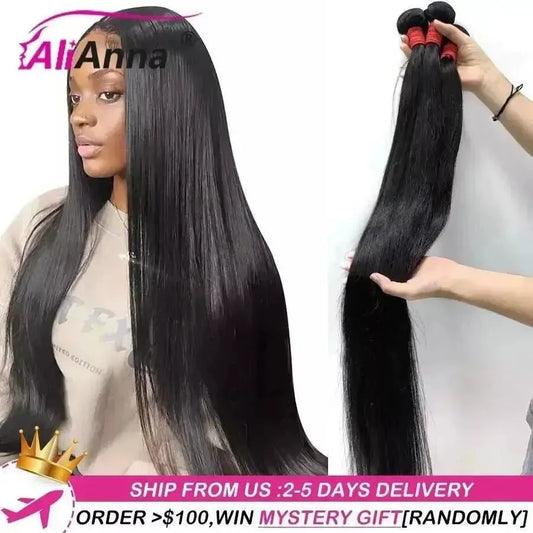 10A 36 38 40 Inch Human Hair Bundles Brazilian Hair Weave Bundles Straight Human Hair Bundles 30 Inch Bundles Hair Extensions - Godiva Oya Bey