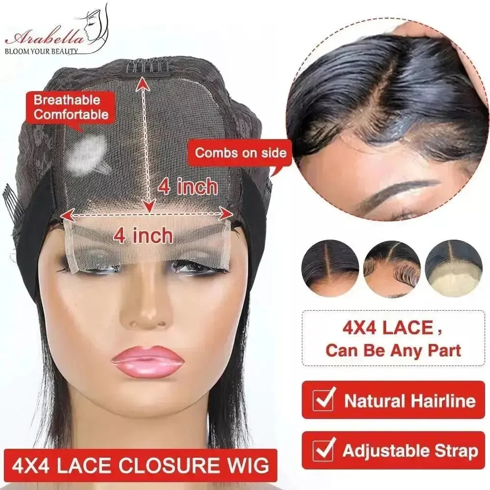 13x6 hd Lace Front Wig 100% Human Hair Wigs Arabella Remy PrePlucked Body Wave Wig 13x4 Transparent Closure Human Hair Lace Wigs - Godiva Oya Bey