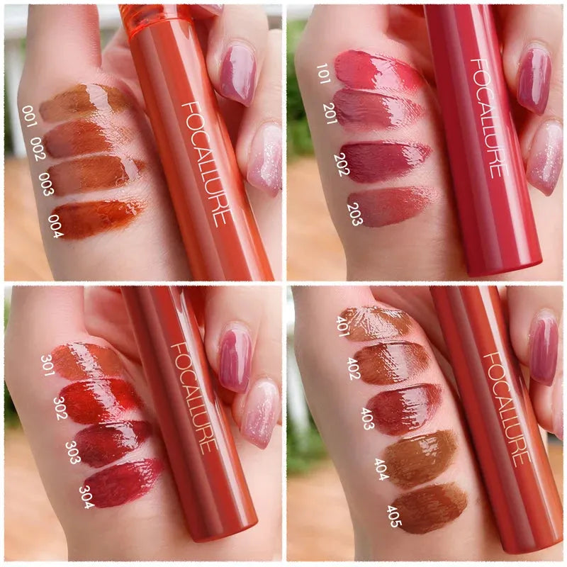 FOCALLURE Shiny Nourish Lipgloss 17 Colors Long-Lasting Glossy Lipstick Waterproof Non-Stick Cup Moisturizing Lip Cosmetic