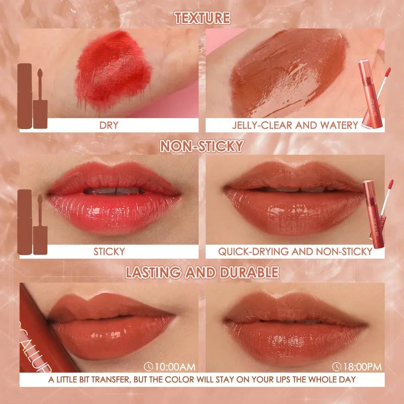 FOCALLURE Shiny Nourish Lipgloss 17 Colors Long-Lasting Glossy Lipstick Waterproof Non-Stick Cup Moisturizing Lip Cosmetic