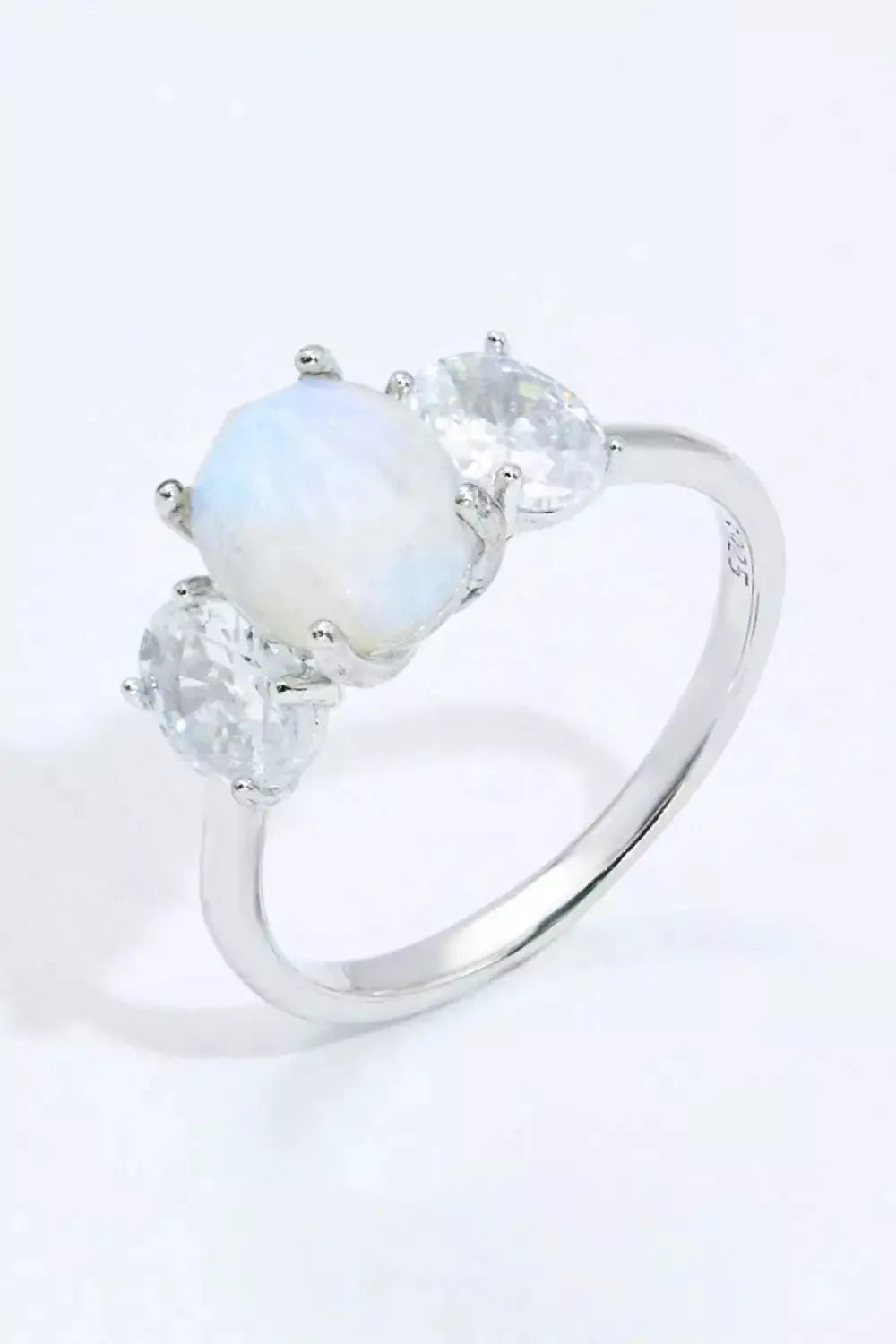 Natural Moonstone and Zircon Ring - Godiva Oya Bey
