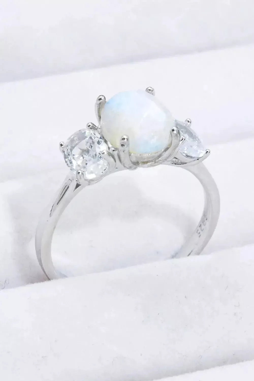 Natural Moonstone and Zircon Ring - Godiva Oya Bey