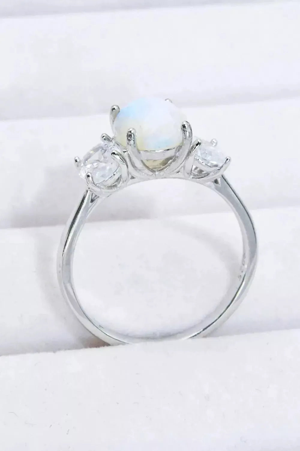 Natural Moonstone and Zircon Ring - Godiva Oya Bey
