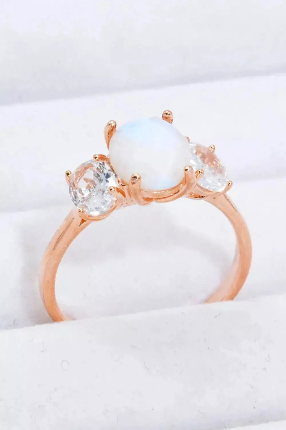 Natural Moonstone and Zircon Ring - Godiva Oya Bey