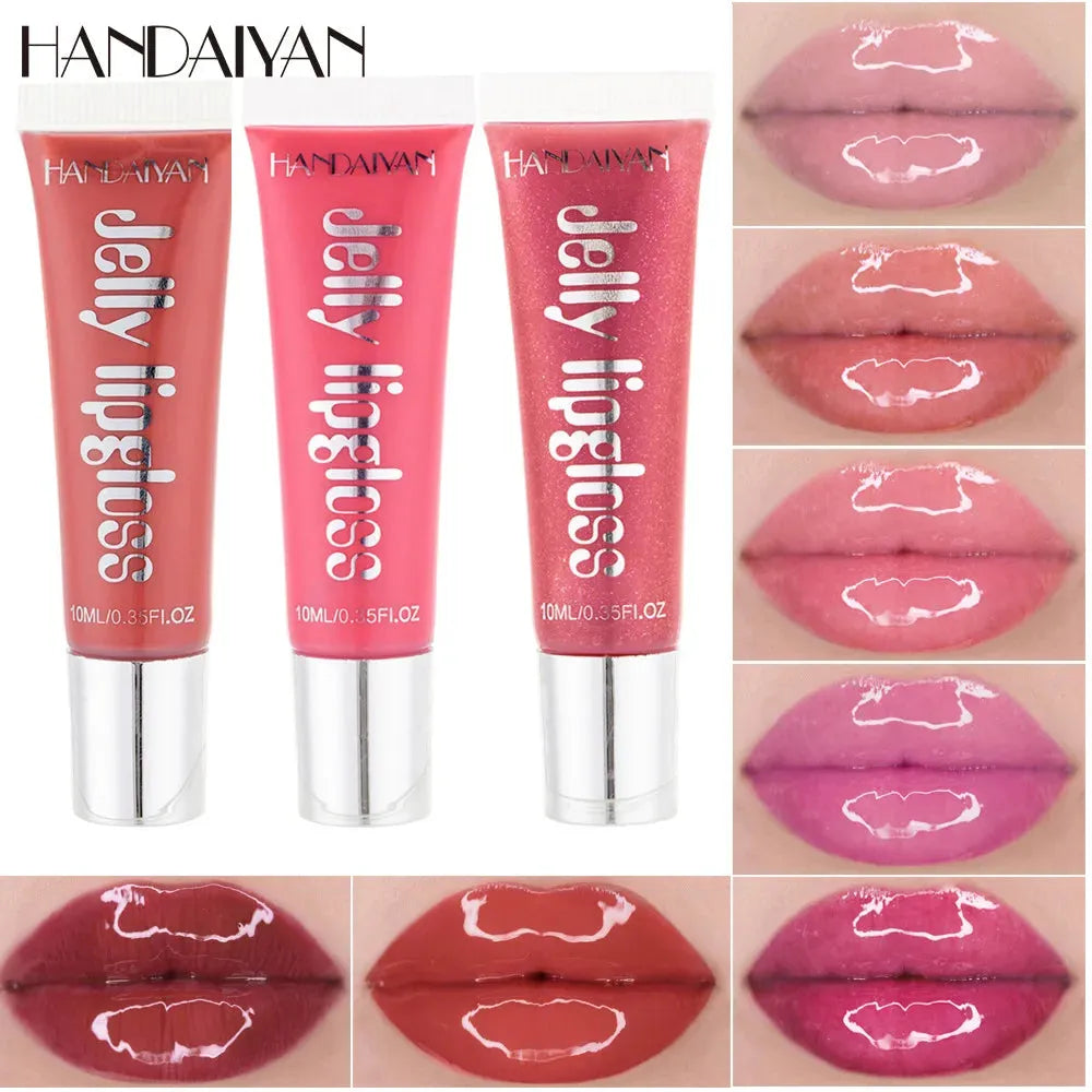 Handaiyan Moisturize Jelly Lip Gloss Longlasting Glitter Red Nude Lipstick Liquid Waterproof Lipgloss Makeup