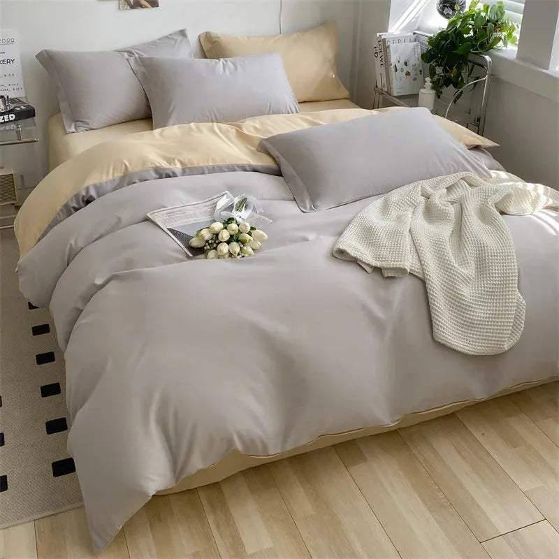 heart four-piece Brushed Washed Cotton Green Bed Set Flat Sheet Pillowcase Quilt Cover Bed Linen Flower Duvet Covers