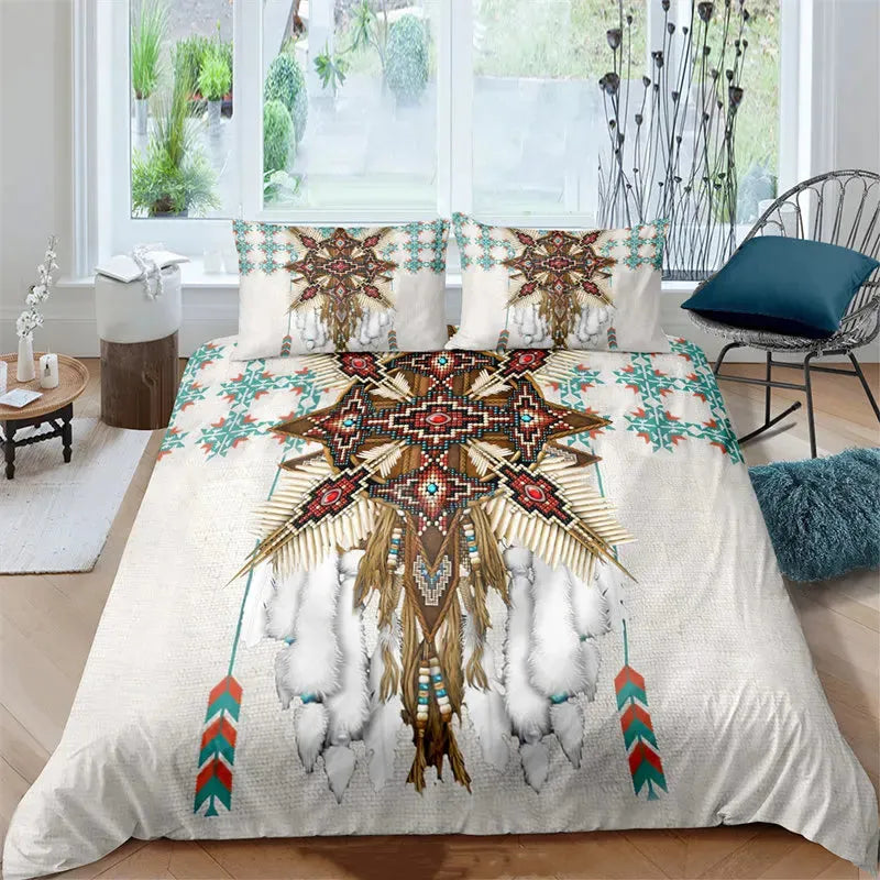 Vegvisir Runes Duvet Cover Set, Viking Symbols Bedding Set Celtic Quilt Cover Microfiber Scandinavian Runes Comforter Cover King
