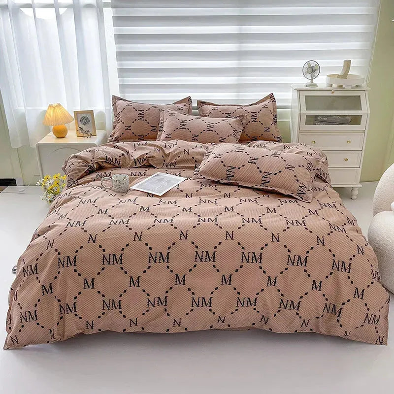 Floral Print Brushed Home Bedding Set Simple Fresh Comfortable Duvet Cover Set with Sheet Comforter Covers Pillowcases Bed Linen