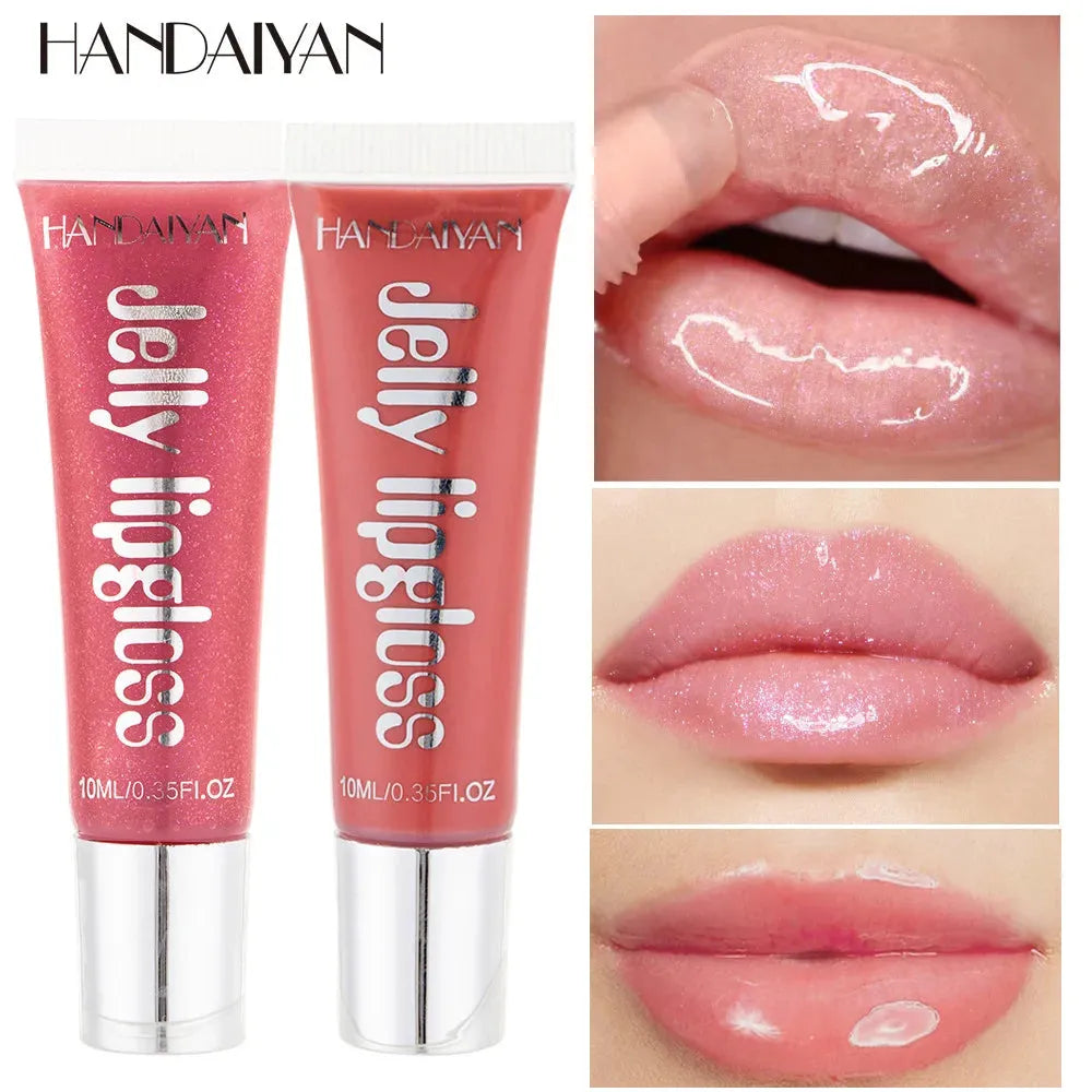 Handaiyan Moisturize Jelly Lip Gloss Longlasting Glitter Red Nude Lipstick Liquid Waterproof Lipgloss Makeup
