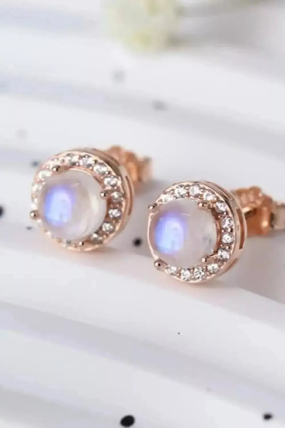 High Quality Natural Moonstone 925 Sterling Silver Stud Earrings - Godiva Oya Bey