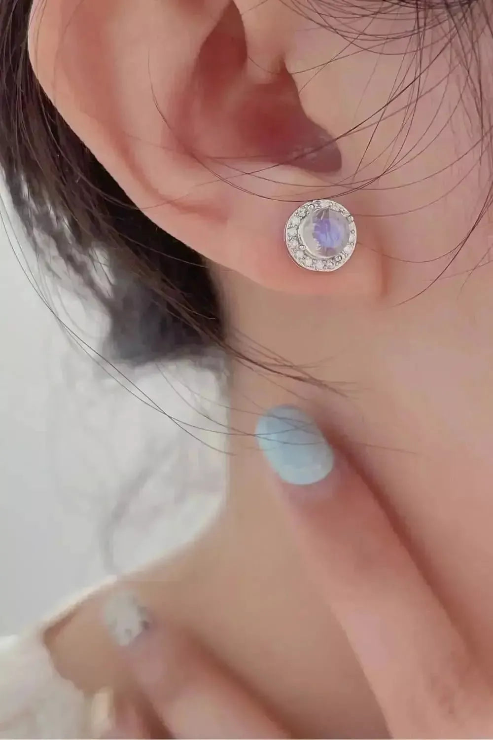 High Quality Natural Moonstone 925 Sterling Silver Stud Earrings - Godiva Oya Bey