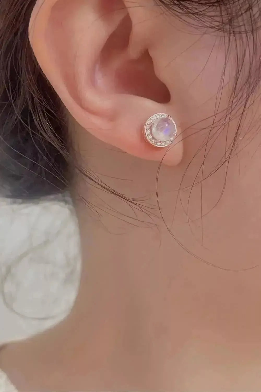 High Quality Natural Moonstone 925 Sterling Silver Stud Earrings - Godiva Oya Bey