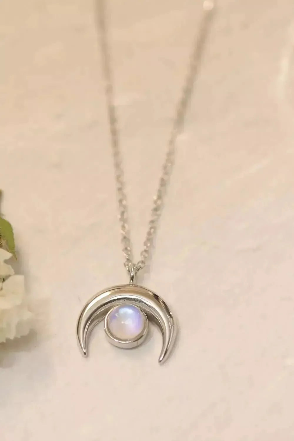 High Quality Natural Moonstone Moon Pendant 925 Sterling Silver Necklace - Godiva Oya Bey