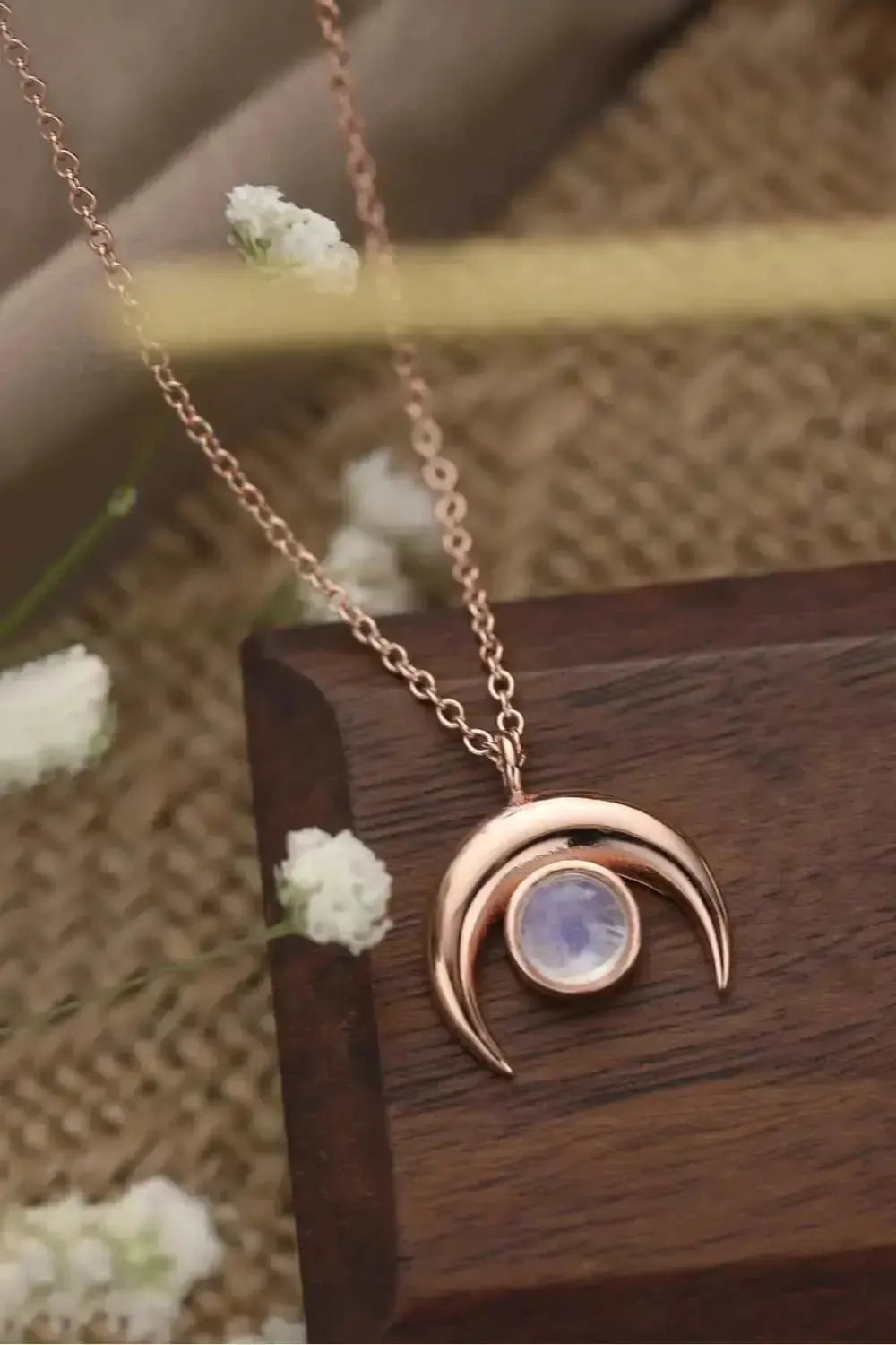 High Quality Natural Moonstone Moon Pendant 925 Sterling Silver Necklace - Godiva Oya Bey