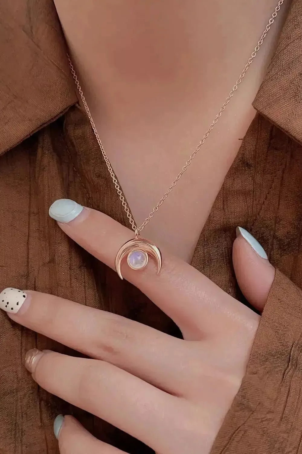 High Quality Natural Moonstone Moon Pendant 925 Sterling Silver Necklace - Godiva Oya Bey