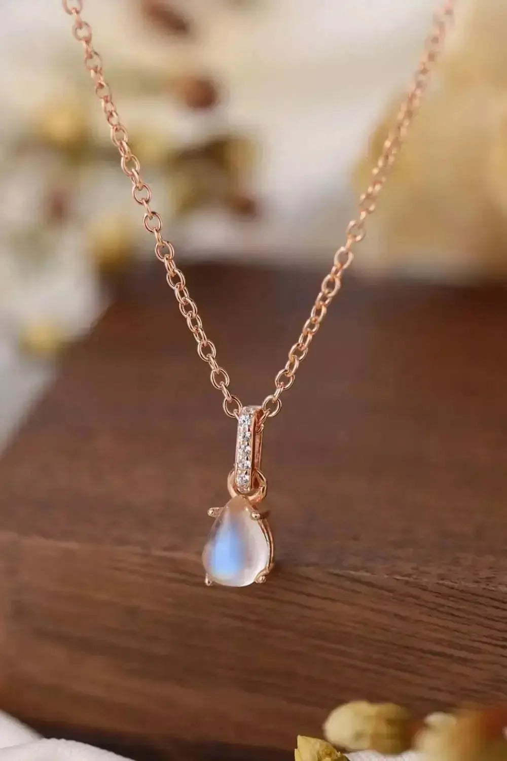 High Quality Natural Moonstone Teardrop Pendant 925 Sterling Silver Necklace - Godiva Oya Bey