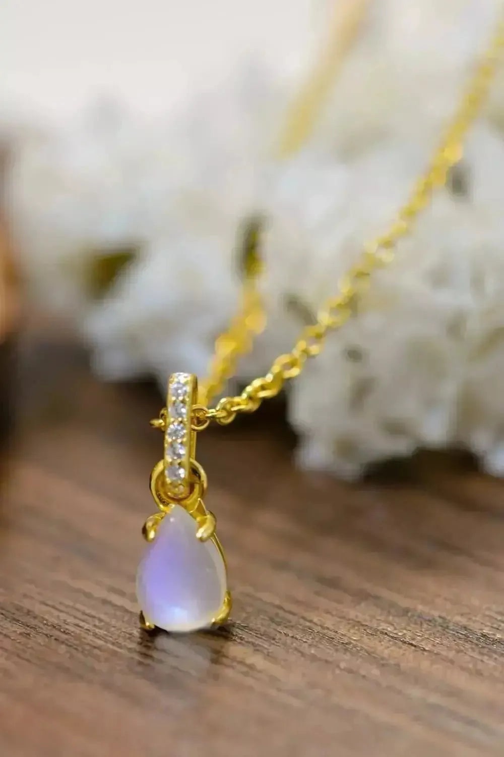 High Quality Natural Moonstone Teardrop Pendant 925 Sterling Silver Necklace - Godiva Oya Bey
