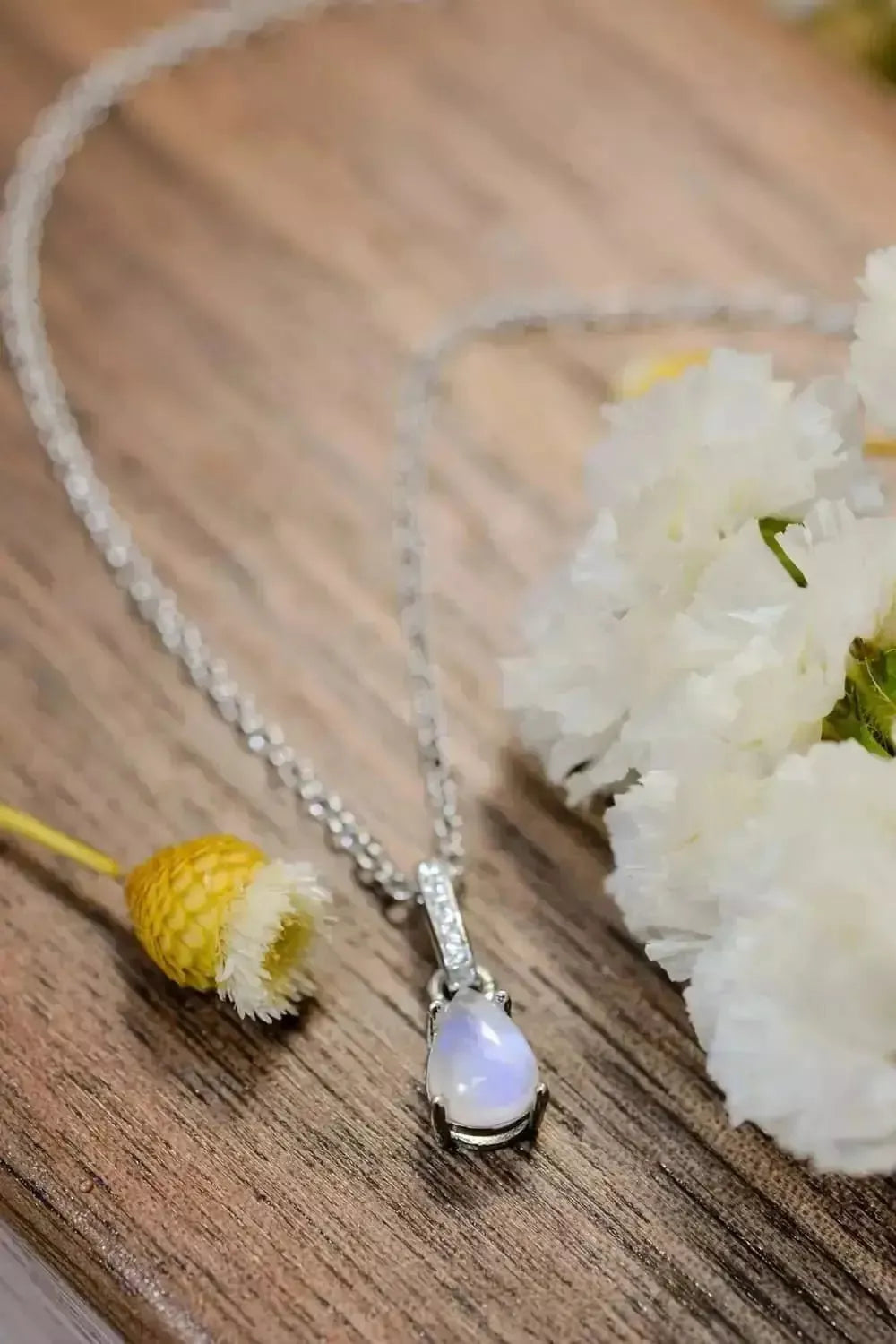 High Quality Natural Moonstone Teardrop Pendant 925 Sterling Silver Necklace - Godiva Oya Bey