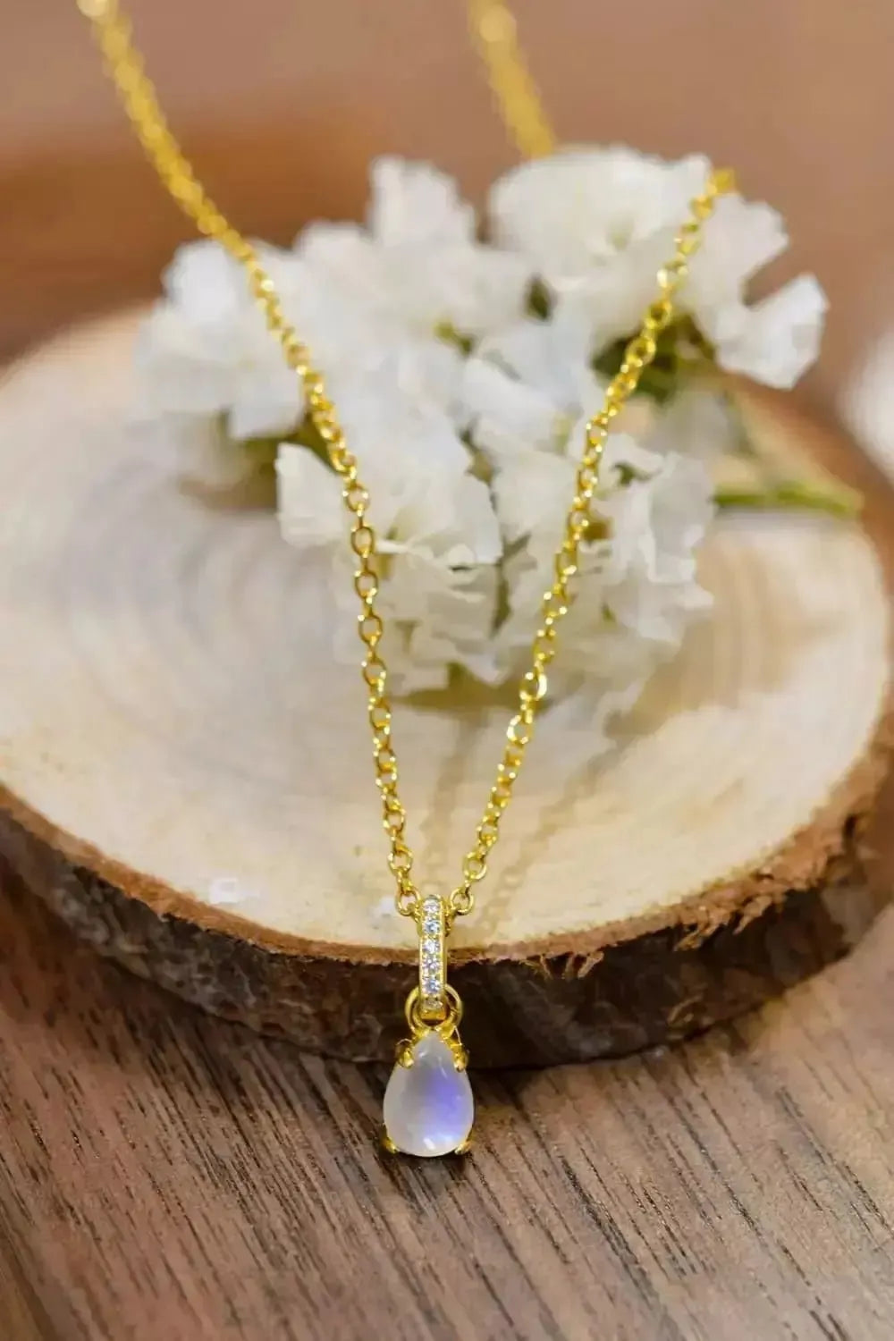 High Quality Natural Moonstone Teardrop Pendant 925 Sterling Silver Necklace - Godiva Oya Bey