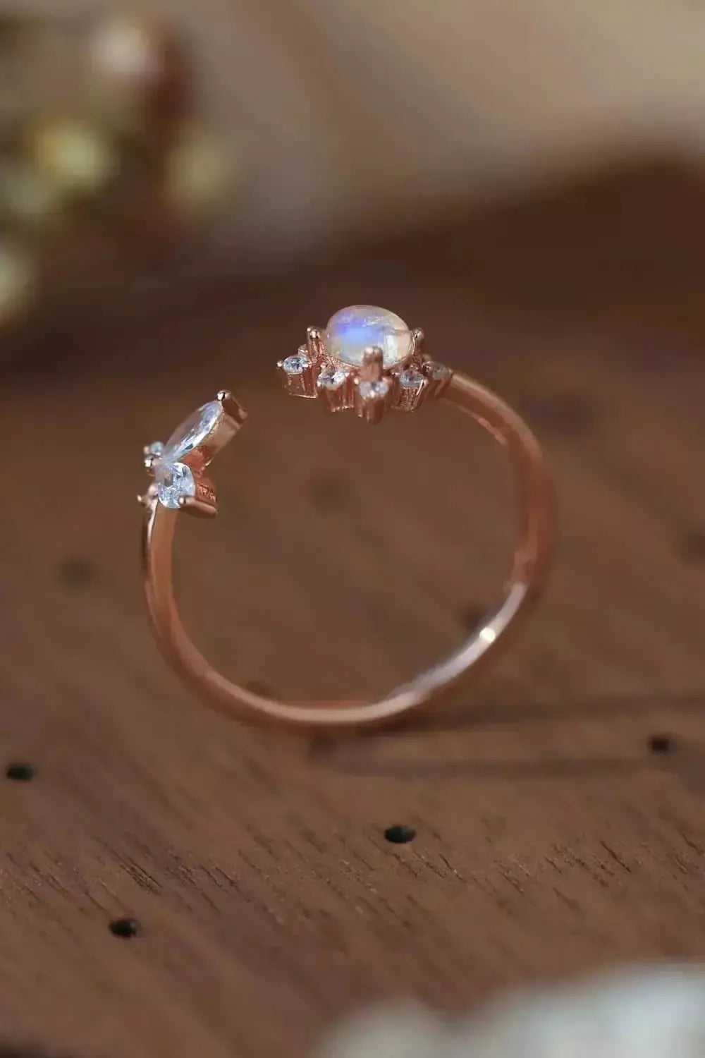 Moonstone 18K Rose Gold-Plated Open Ring - Godiva Oya Bey