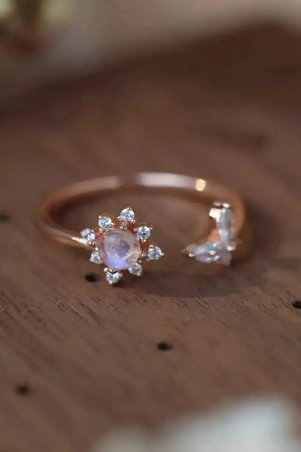 Moonstone 18K Rose Gold-Plated Open Ring - Godiva Oya Bey