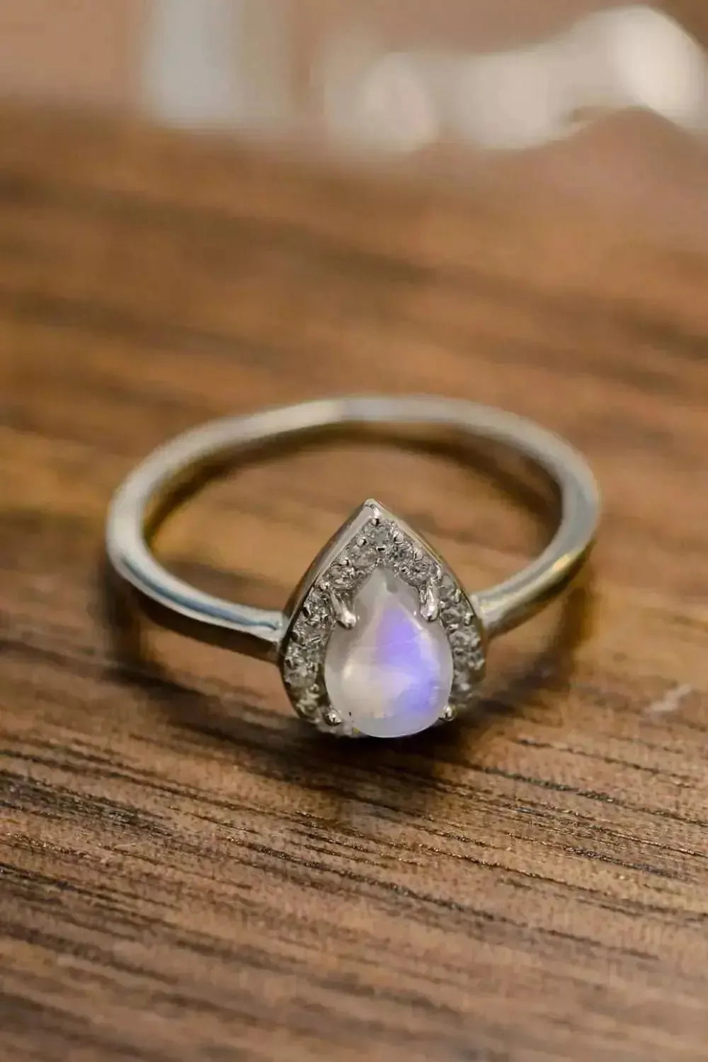 Moonstone Teardrop 925 Sterling Silver Halo Ring - Godiva Oya Bey
