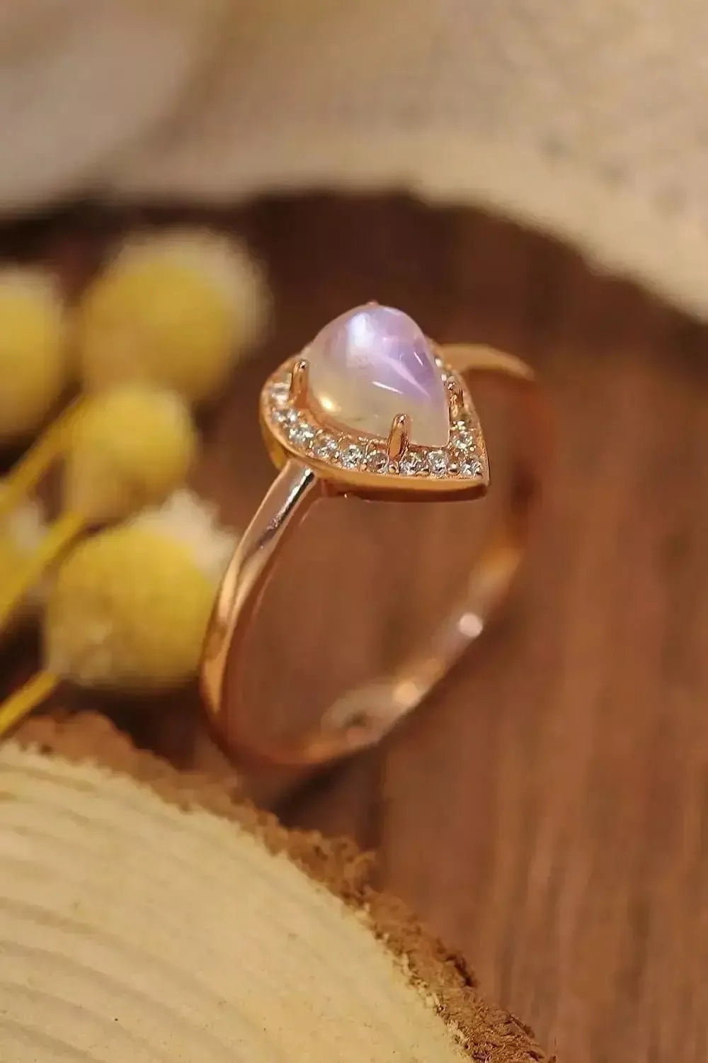 Moonstone Teardrop 925 Sterling Silver Halo Ring - Godiva Oya Bey