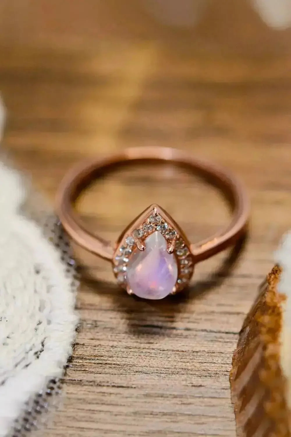 Moonstone Teardrop 925 Sterling Silver Halo Ring - Godiva Oya Bey