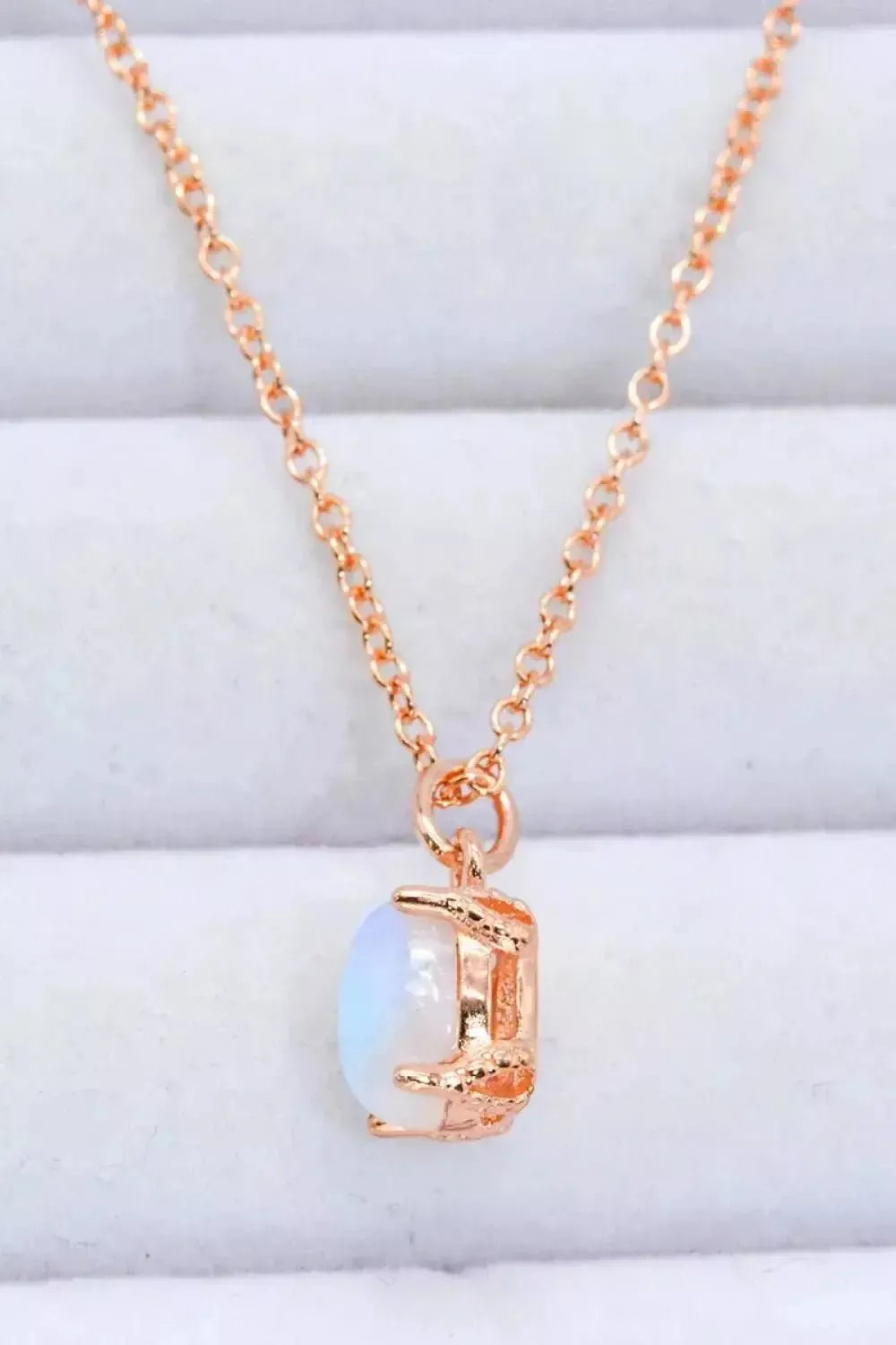 Natural 4-Prong Pendant Moonstone Necklace - Godiva Oya Bey
