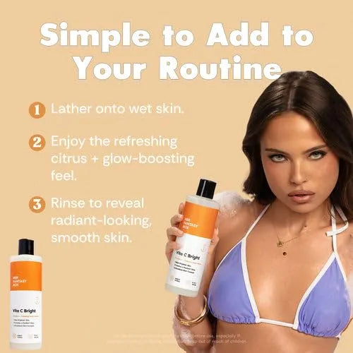Her Fantasy Box | Vita C Bright Turmeric Body Wash – Antioxidant‐Rich Citrus Cleanser with Vitamin C & Turmeric for Radiant, Even-Looking Skin, Moisturizing Vegan Formula (8 oz)