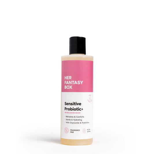 Her Fantasy Box | Sensitive Probiotic+ Gentle Cleanser – Fragrance-Free, pH Balanced Body Wash with Chamomile & Probiotic Lysates, Vegan & Cruelty Free, 8 oz