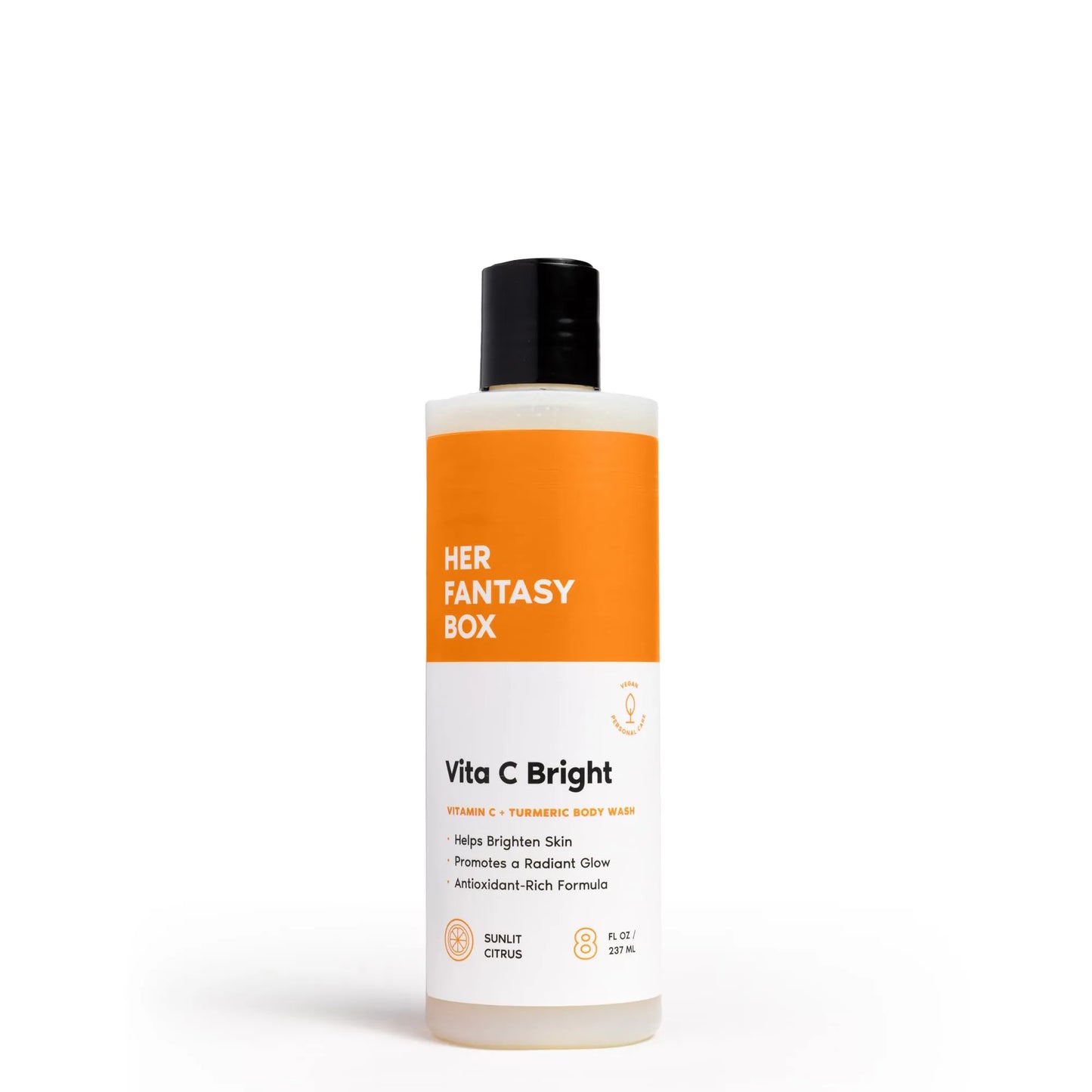 Her Fantasy Box | Vita C Bright Turmeric Body Wash – Antioxidant‐Rich Citrus Cleanser with Vitamin C & Turmeric for Radiant, Even-Looking Skin, Moisturizing Vegan Formula (8 oz)