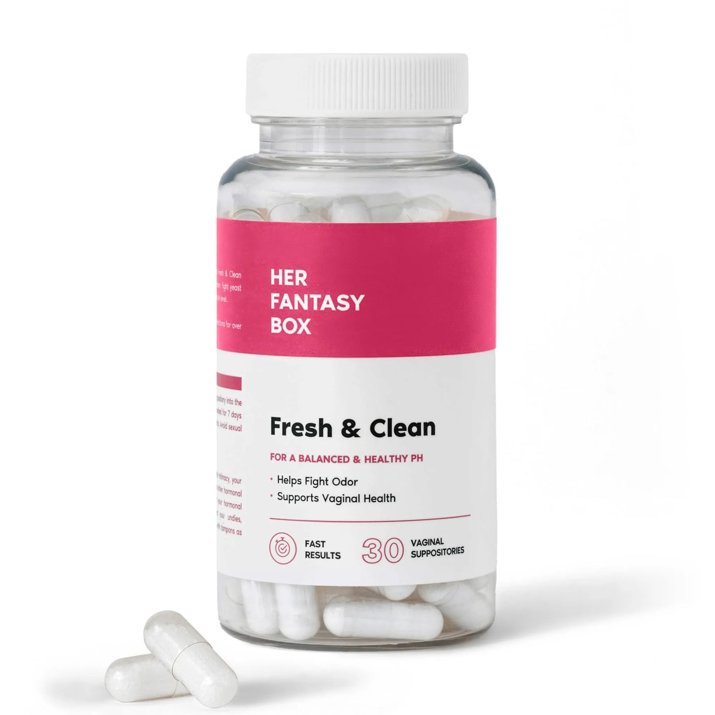 Her Fantasy Box | Fresh & Clean – Boric Acid for pH Balance, Odor Control & Comfort – 30 Count