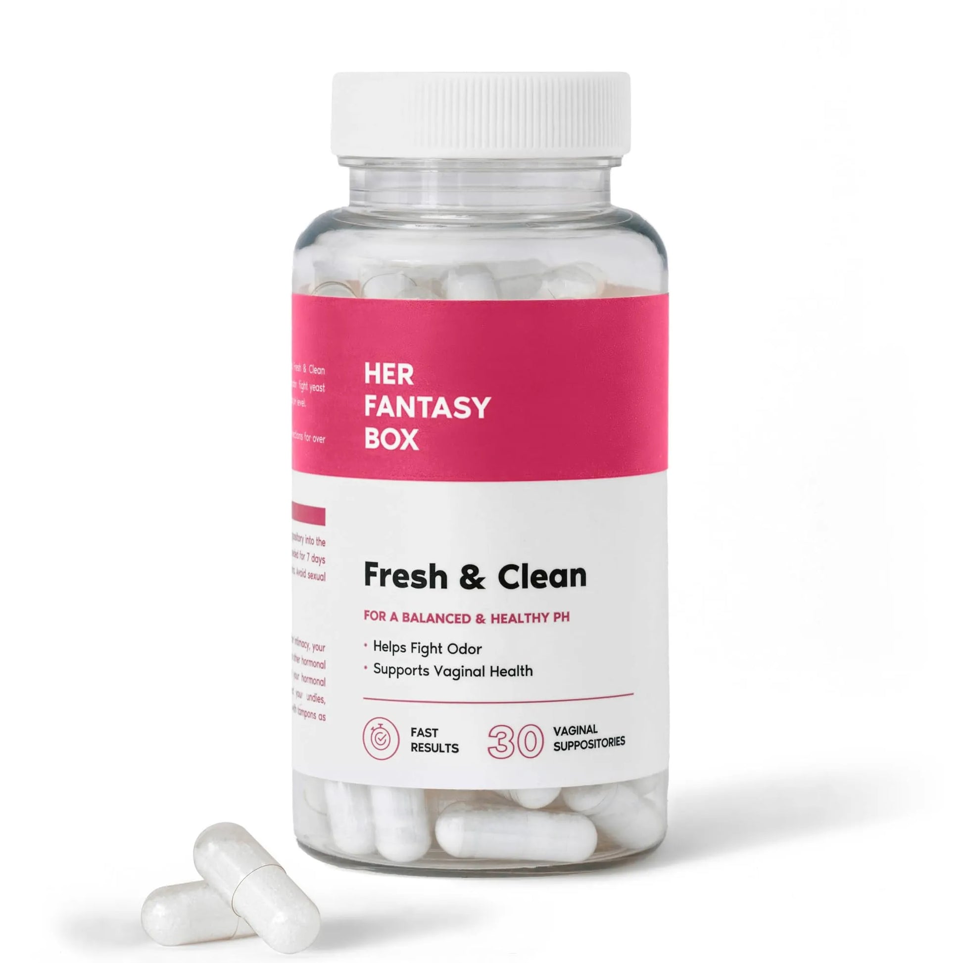 Her Fantasy Box | Fresh & Clean – Boric Acid for pH Balance, Odor Control & Comfort – 30 Count
