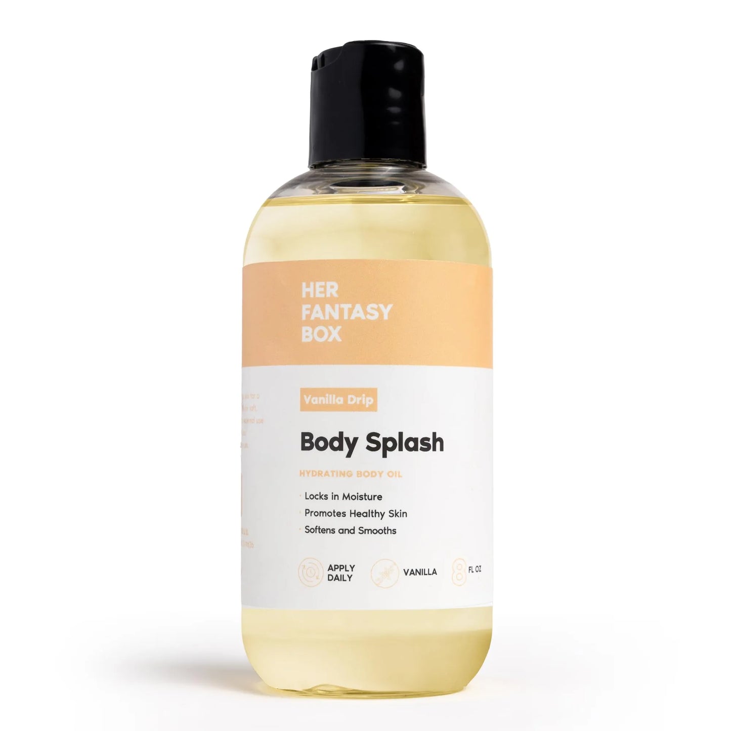Her Fantasy Box | Body Splash Vanilla Drip Fragrance Oil – Warm Vanilla Sugar Scent with Creamy Cashmere & Sandalwood, Lightweight Hydrating Body Oil, Vegan & Cruelty Free