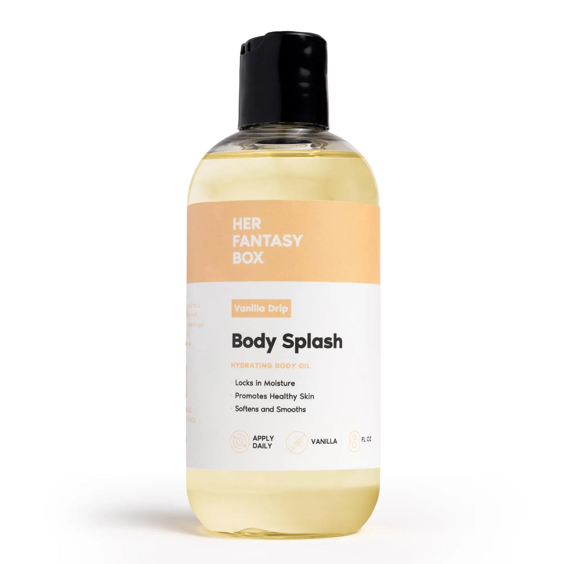 Her Fantasy Box | Body Splash Vanilla Drip Fragrance Oil – Warm Vanilla Sugar Scent with Creamy Cashmere & Sandalwood, Lightweight Hydrating Body Oil, Vegan & Cruelty Free