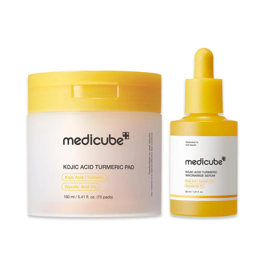 medicube Kojic Acid Renew & Smooth Duo for Troubled Skin: Kojic Acid Turmeric Clarifying Toner Pad and Kojic Acid Turmeric Clarifying & Balancing Capsule Serum, Valentines Day Gifts for Her