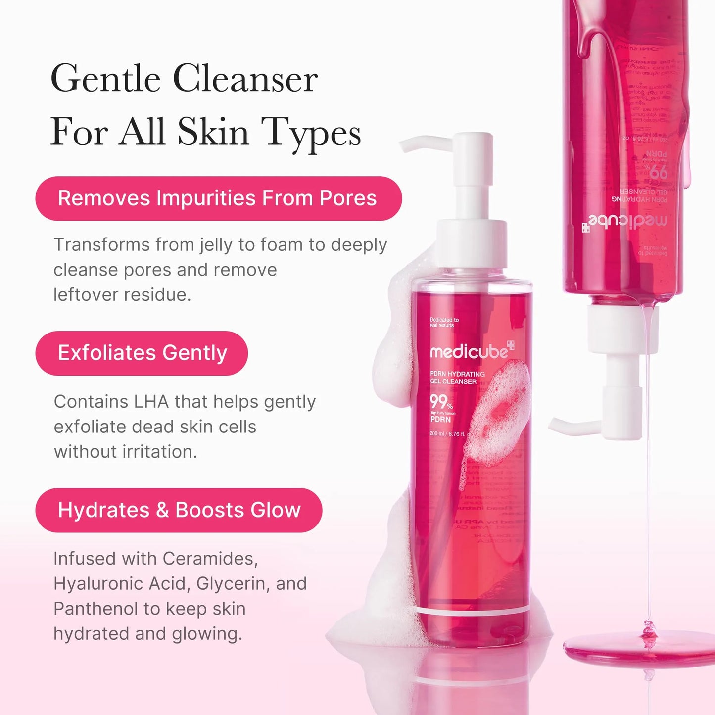 medicube Gentle Cleansing Duo: Zero Foam Cleanser and PDRN Jelly to Foam Cleanser | Deep and Hydrating Skincare, Korean Skincare