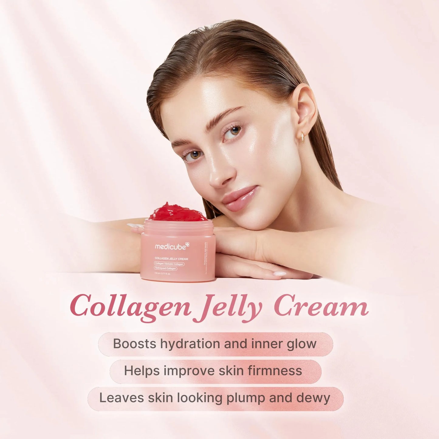 medicube Jelly Cream with Collagen, Niacinamide | Freeze-Dried Hydrolyzed Collagen for Skin Barrier Hydration & 24H Glow | Plumper, Firmer looking skin | 3.71 fl.oz