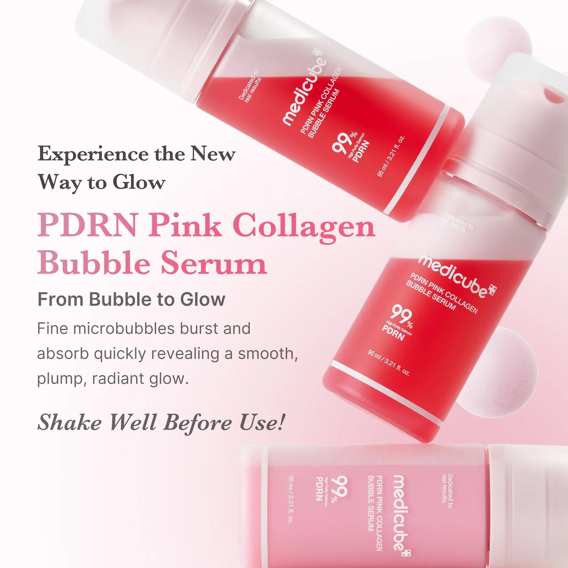 medicube Viral Bubble Serum and Jelly Brush Duo: PDRN Pink Collagen Bubble Serum and Jelly Brush | Lightweight, Bubble-to-Glow Firming Skincare & Easy Applicator | Korean Skincare